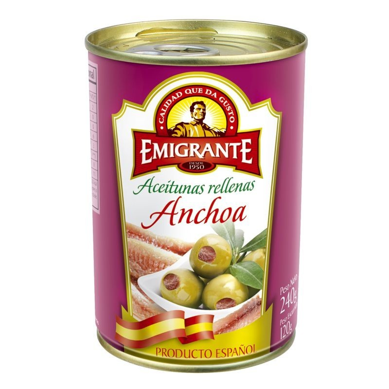 Aceitunas emigrante anchoas 240 gr