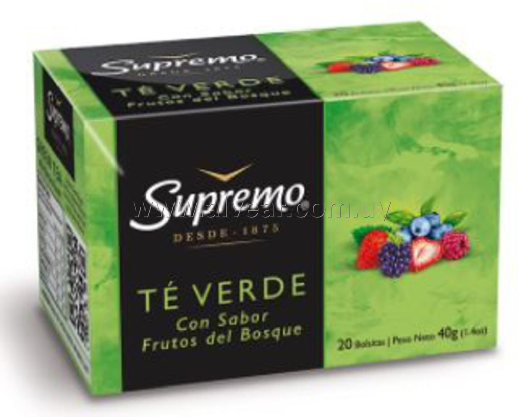 TE SUPREMO VERDE CON FRUTOS DEL BOSQUE 20 SOBRES