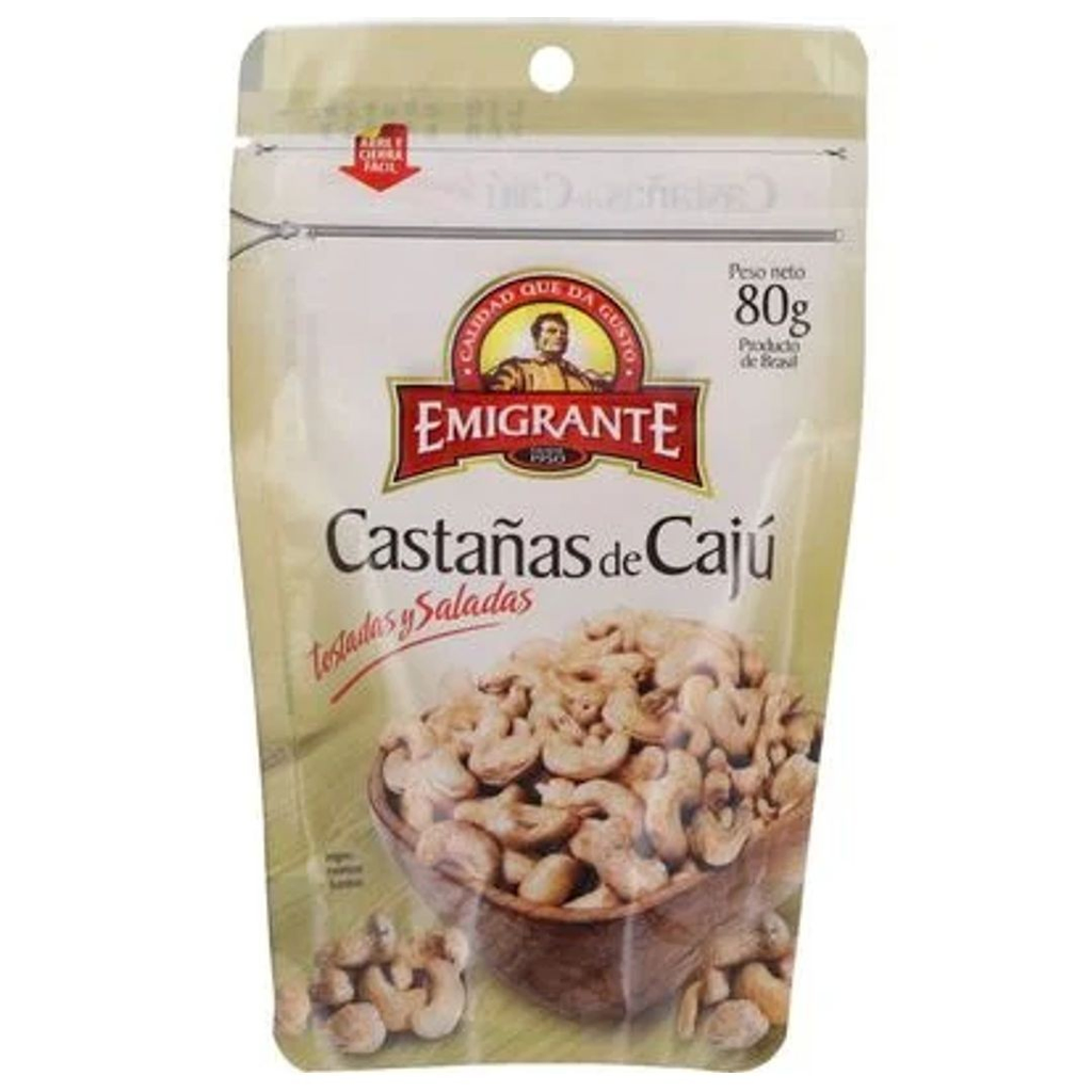 CASTAÑAS CAJU EMIGRANTE TOSTADA Y SALADA 70 GR DP