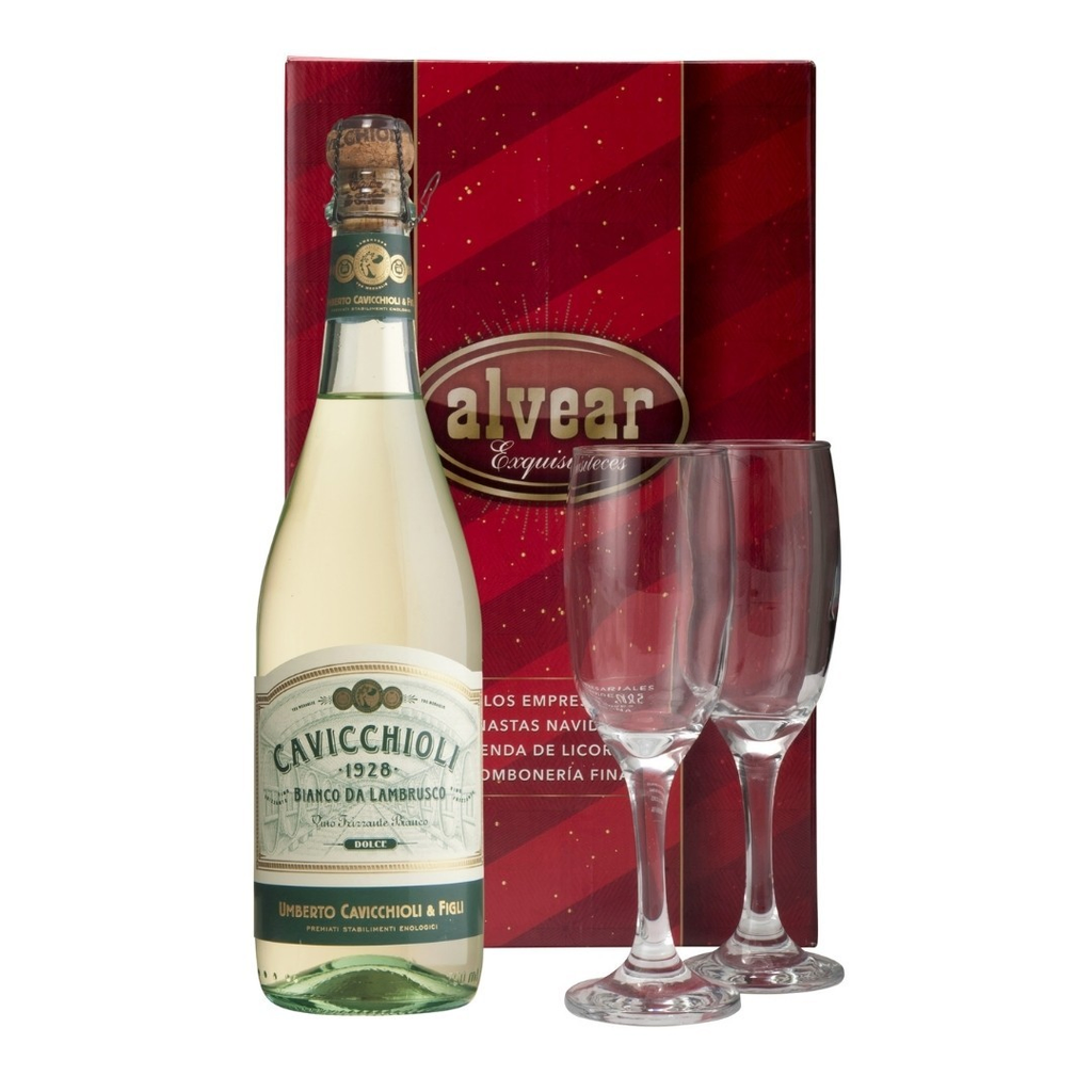 LAMBRUSCO CAVICCHIOLI BLANCO DULCE + 2 COPAS