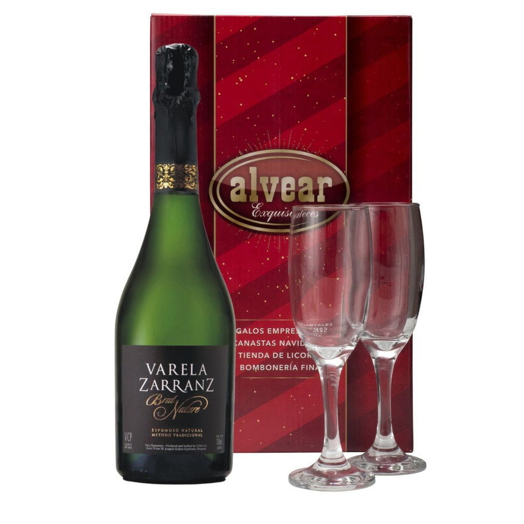 ESPUMANTE VARELA ZARRANZ BRUT NATURE 750 ML + 2 COPAS
