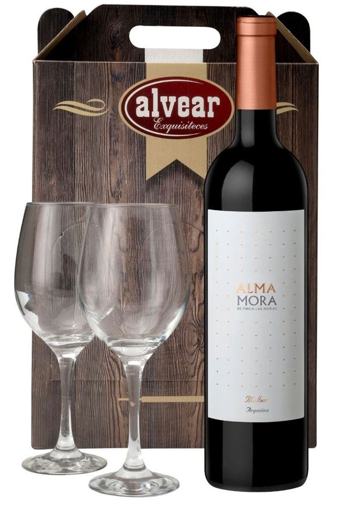 VINO ALMA MORA + 2 COPAS