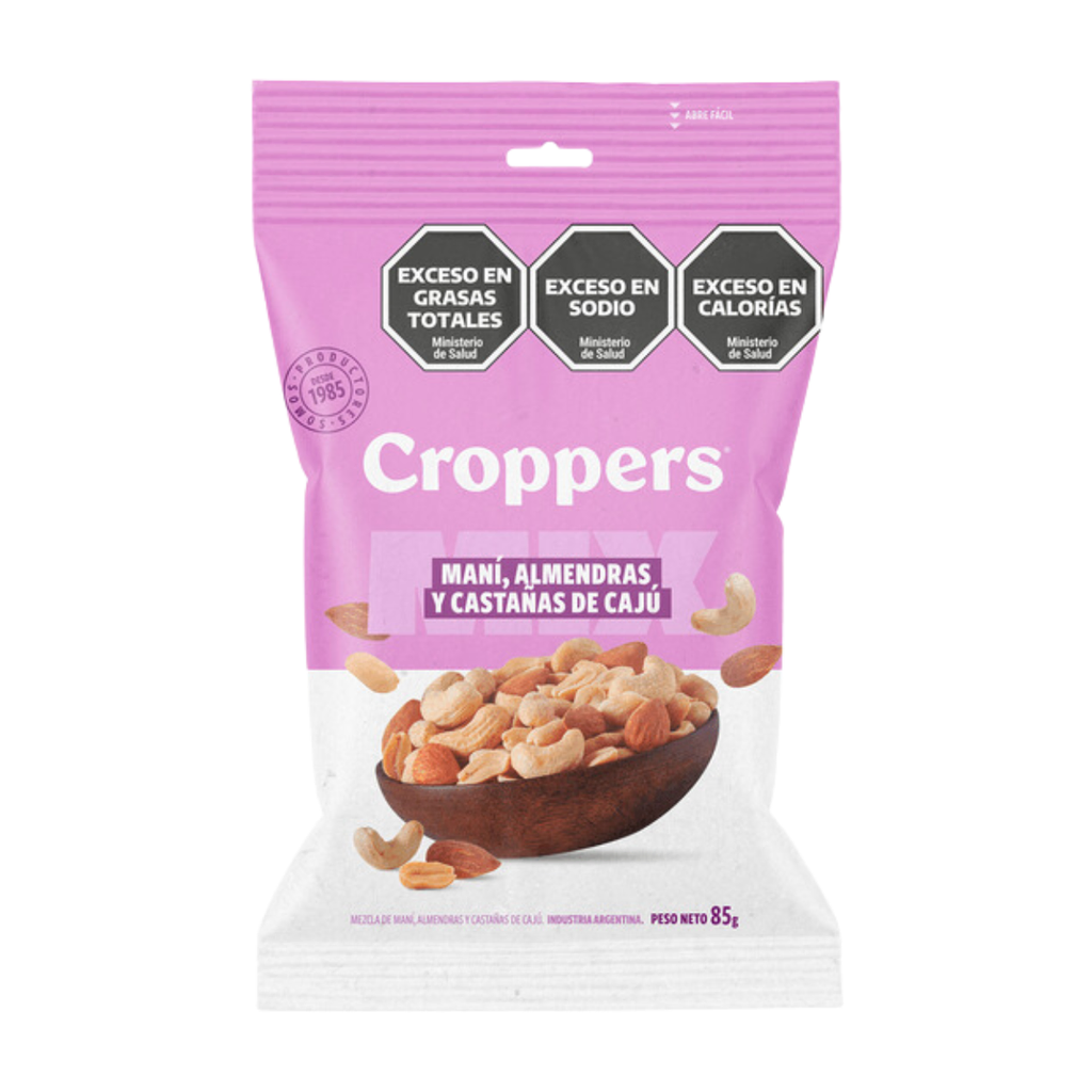MIX MANI ALMENDRA CASTAÑA CROPPERS 85 GR