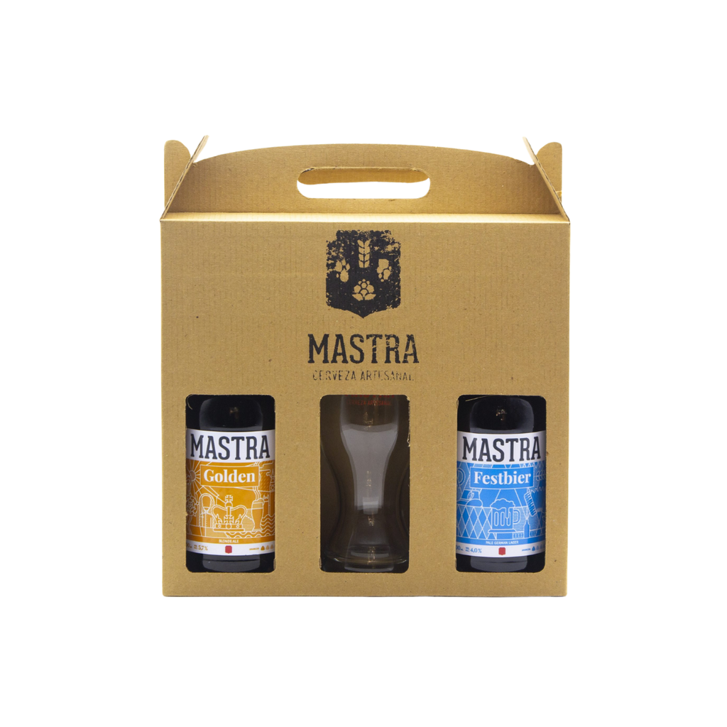 Cerveza mastra x 2 + vaso