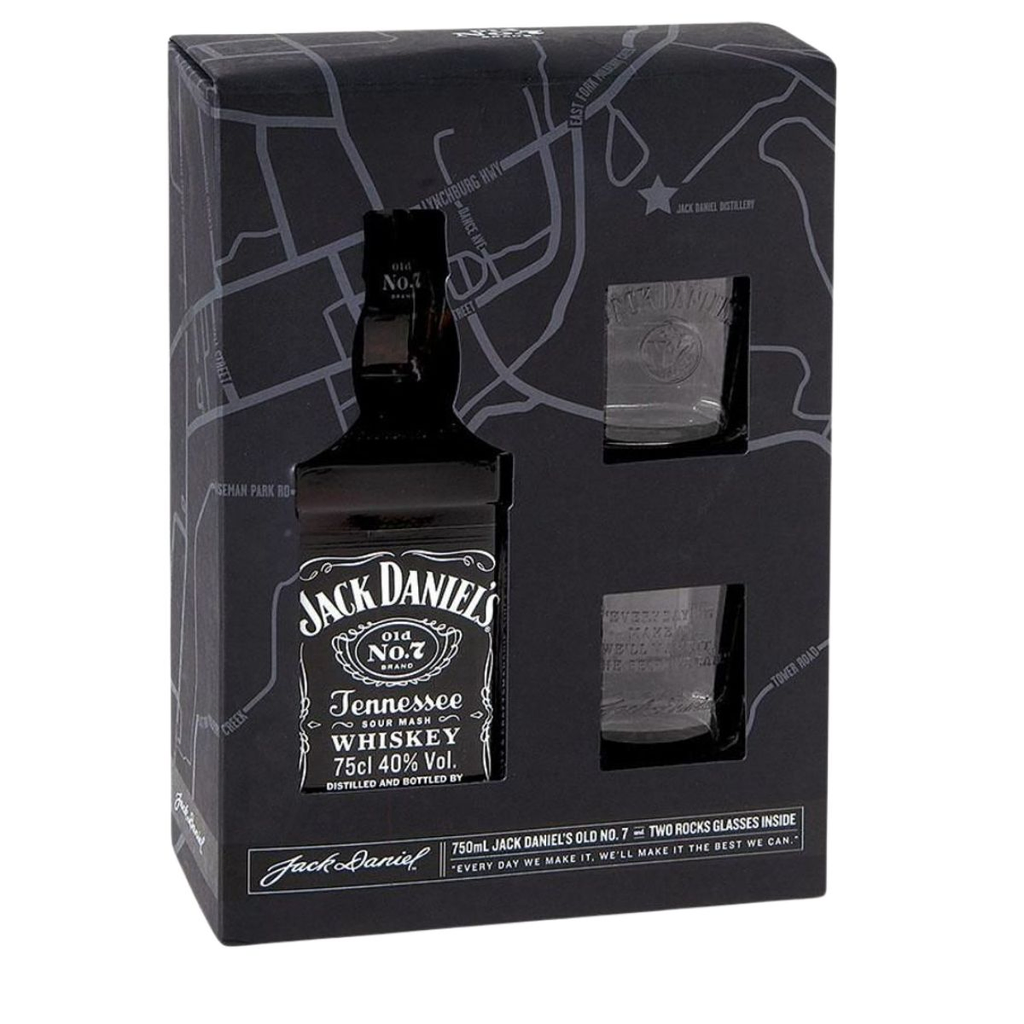 WHISKEY JACK DANIELS 750 ML + 2 VASOS