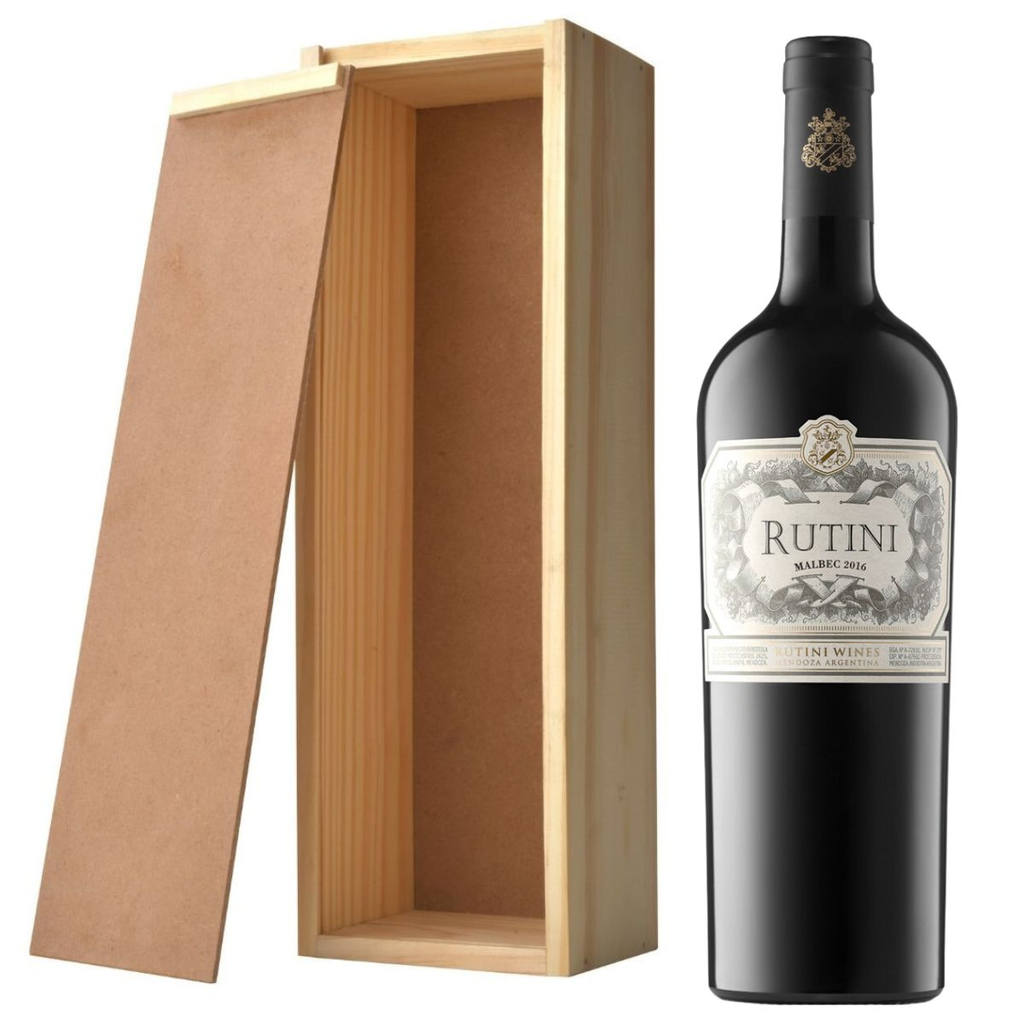 Vino rutini malbec en Caja de madera para 1 botella