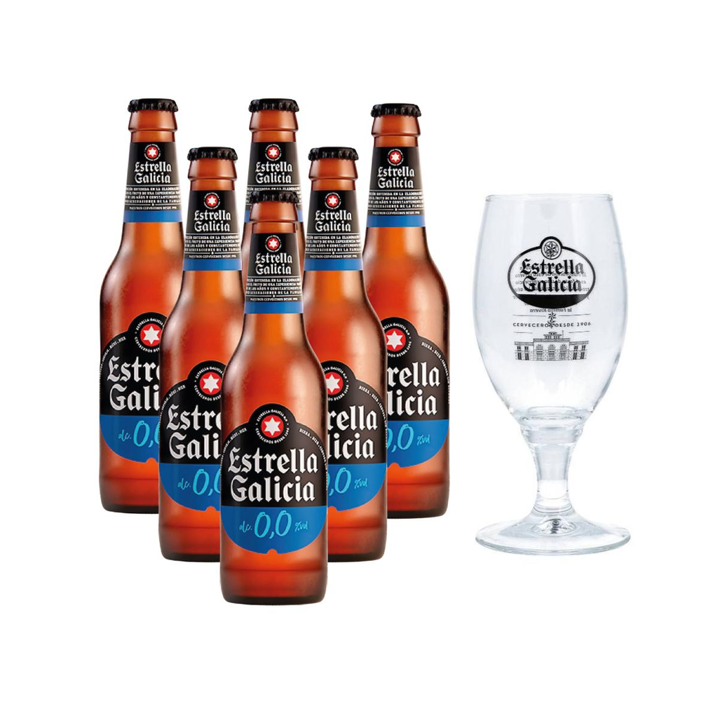 CERVEZA ESTRELLA DE GALICIA 0% ALCOHOL 250 ML X 6