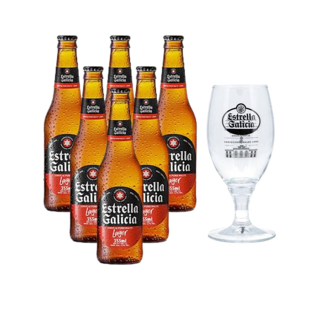 CERVEZA ESTRELLA DE GALICIA 355 ML X 6