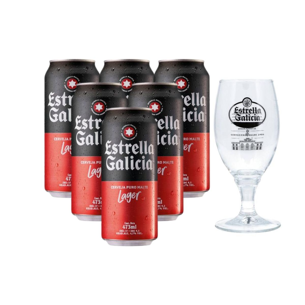 CERVEZA ESTRELLA DE GALICIA 473 ML X 6